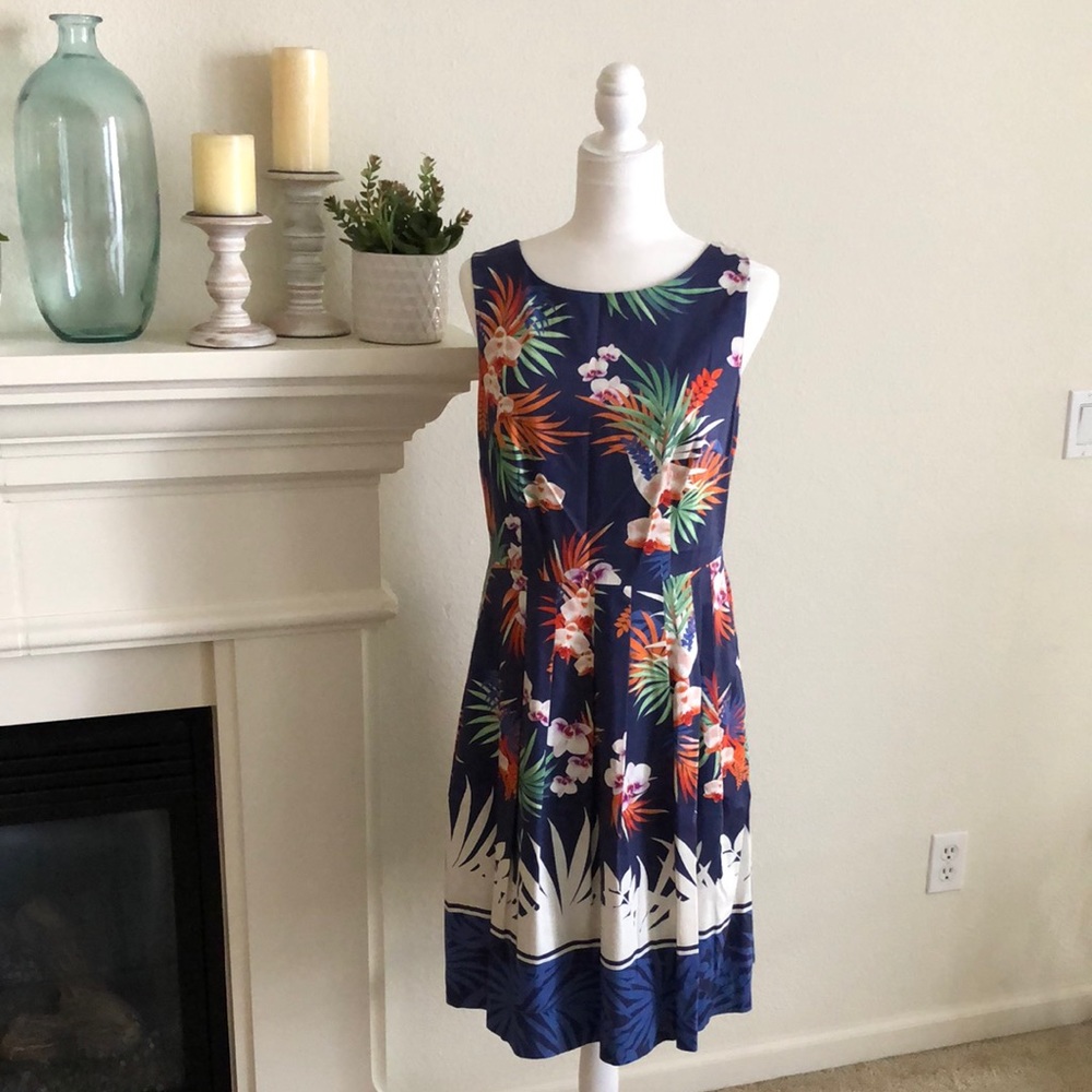 Talbots Orchid Print Pleated Dress Size 6